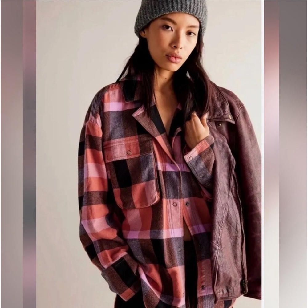 FREE PEOPLE We The Free Izzie Cargo Shirt - Red Large